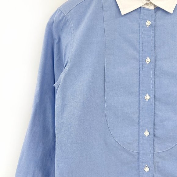 Ines de la Fressange x Uniqlo Blue & White Relaxed Fit Button Up Shirt sz S - Picture 3 of 6